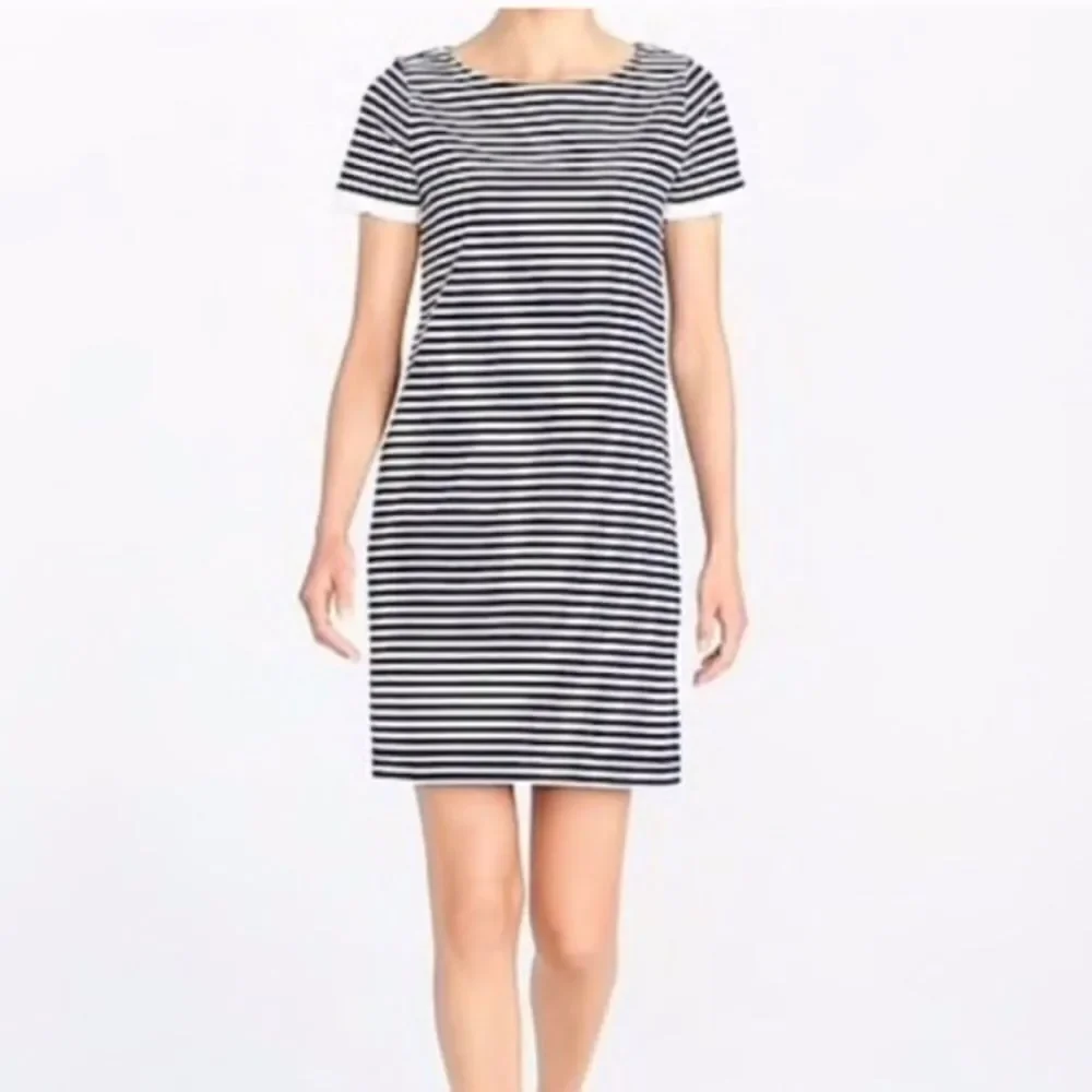 J. Crew Striped Poplin-Trimmed Dress